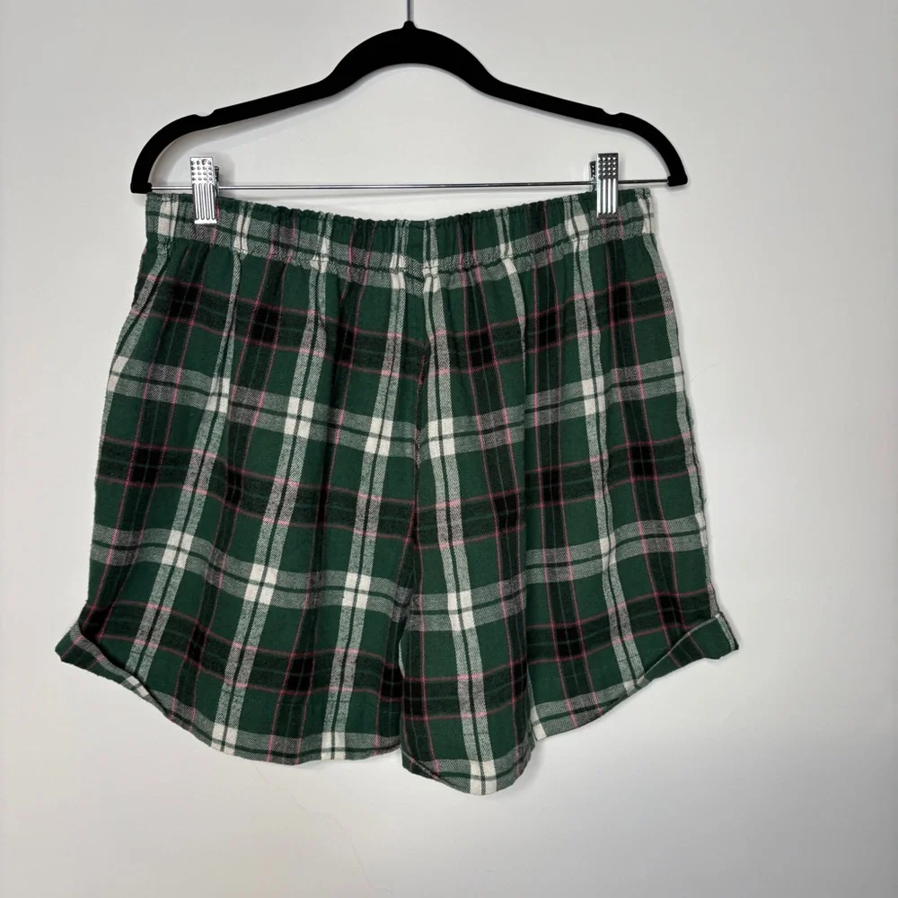 Intimately Free People Flannel Green Plaid Boxer Lounge Shorts Size Large - Picture 4 of 8